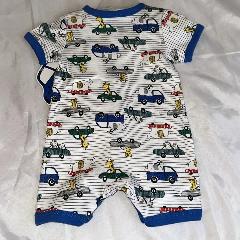 3 to 6 month Baby Boy Romper‎ Giraffe Elephant One Piece Outfit NWT